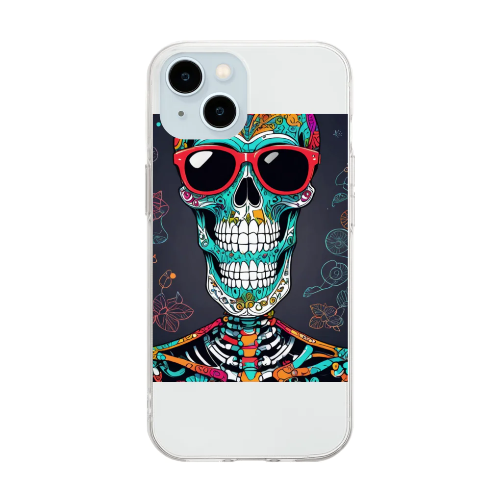 Skeletonのダイナミックなガイコツアート！ Soft Clear Smartphone Case