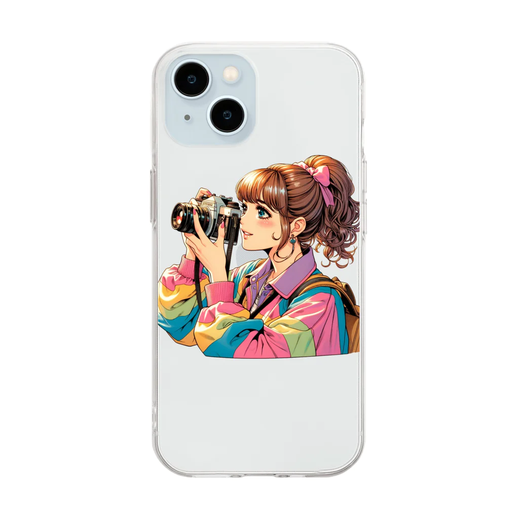 90'sタイムスリップ文具店の90'sカメラ少女① Soft Clear Smartphone Case