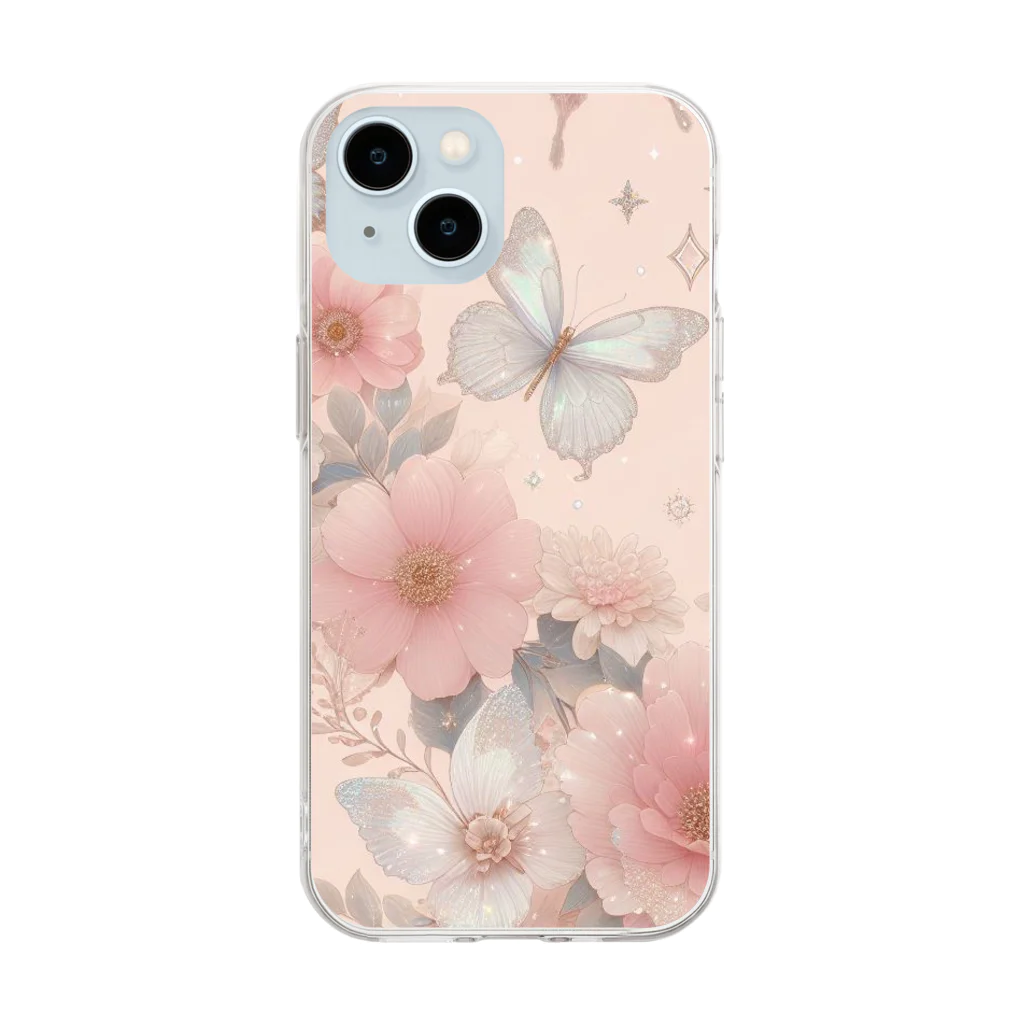 Chocolate-Lily-Mの☆フラワー・バタフライ☆ Soft Clear Smartphone Case