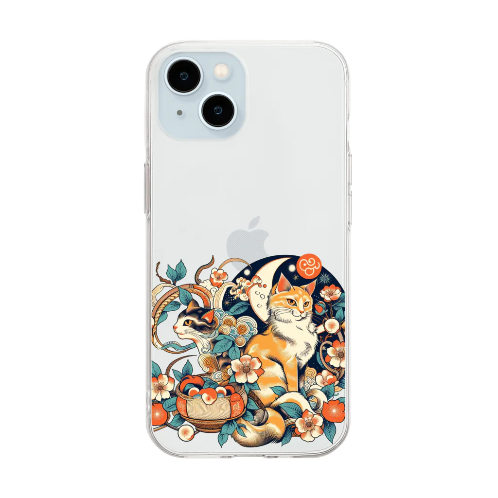 猫LOVE items Noahの猫LOVE items 茶虎と白黒 Soft Clear Smartphone Case