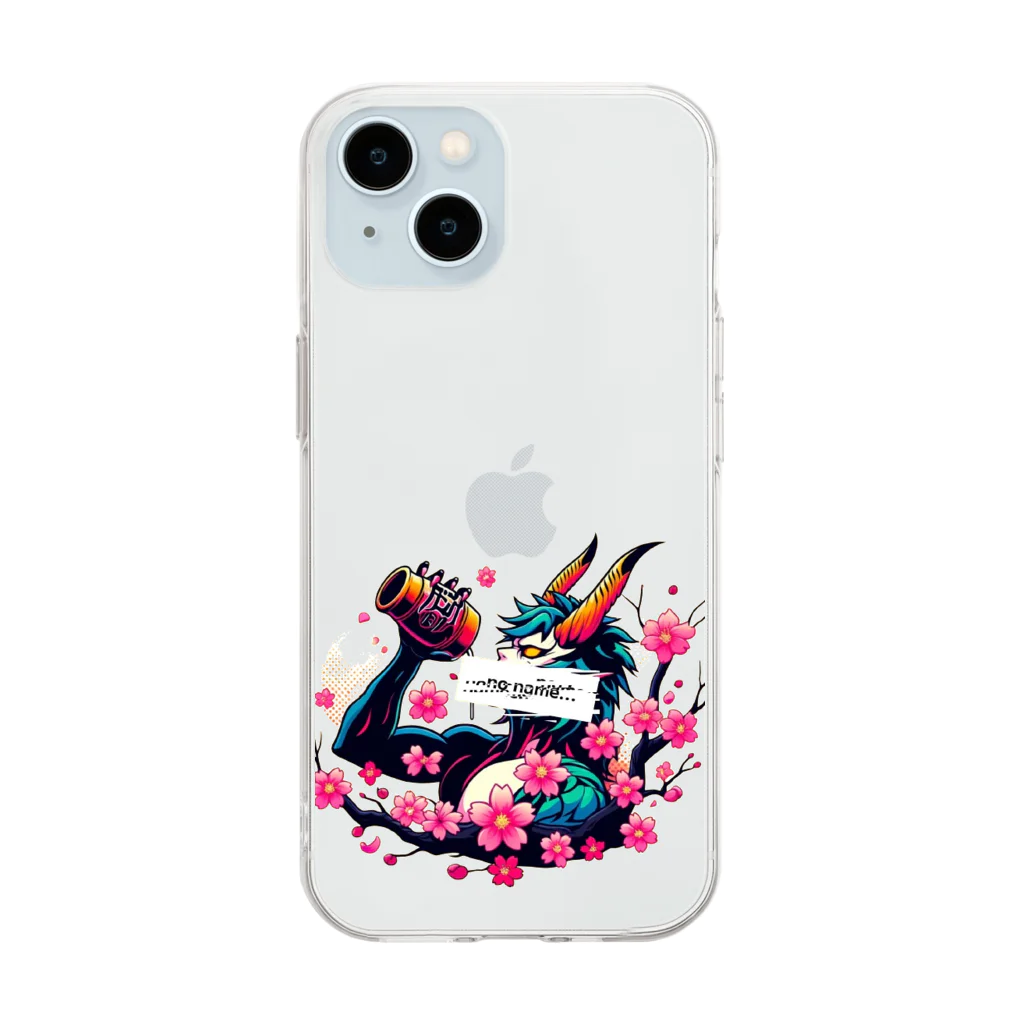 no name...の酒桜 Soft Clear Smartphone Case