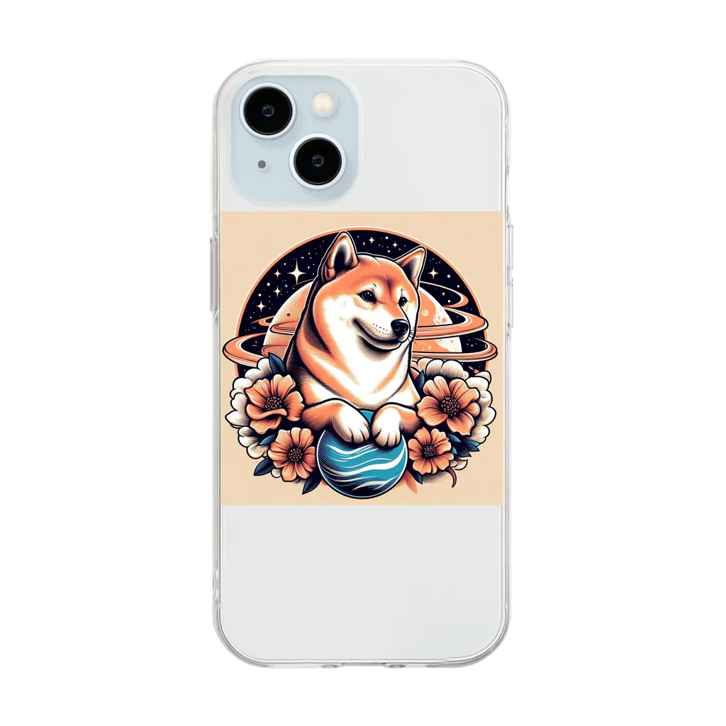 Huku5の全世界人気の柴犬 Soft Clear Smartphone Case