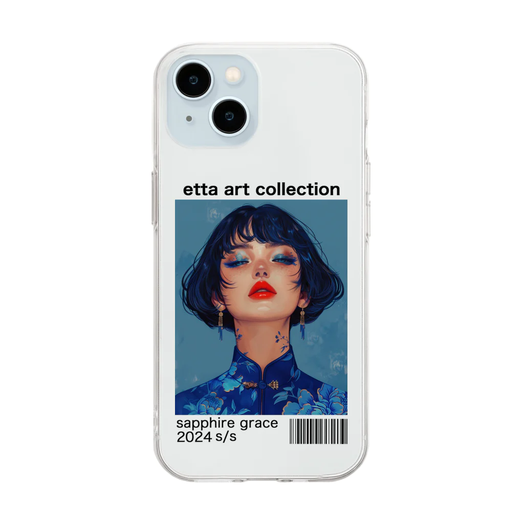 ETTA_ARTのsapphire grace Soft Clear Smartphone Case