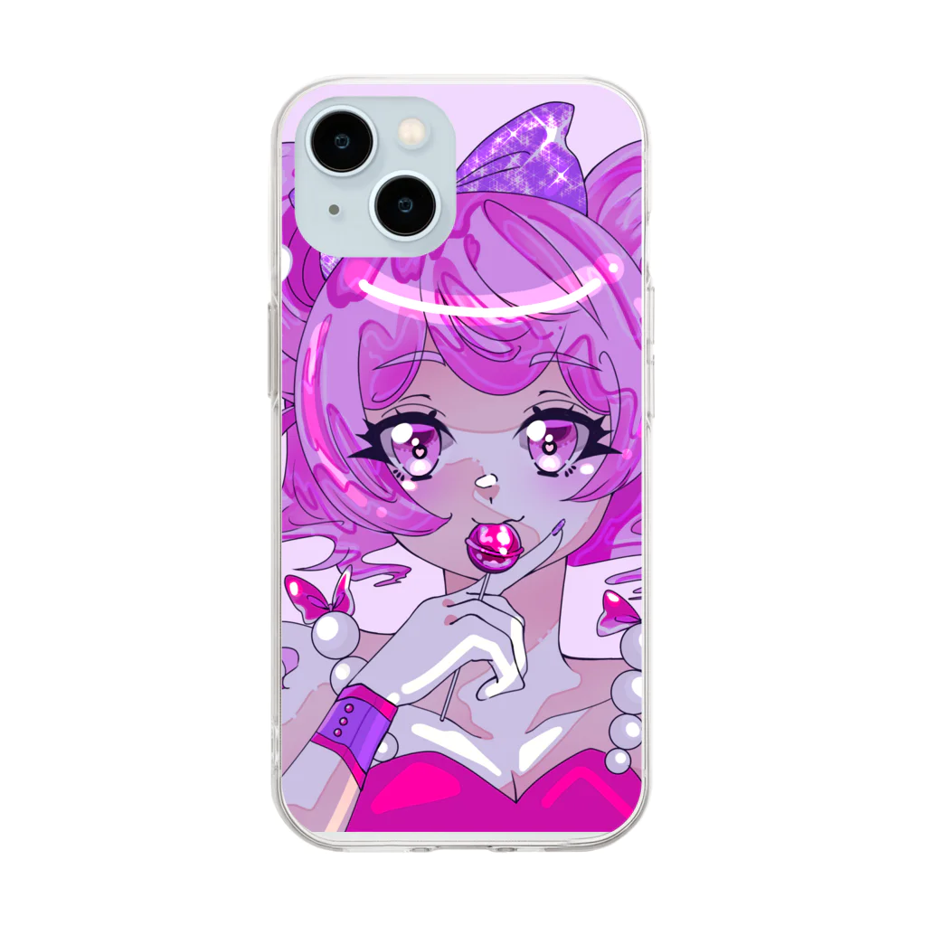 🍓IchigoAme🍓のゆめかわ♡いちごあめ♡ Soft Clear Smartphone Case