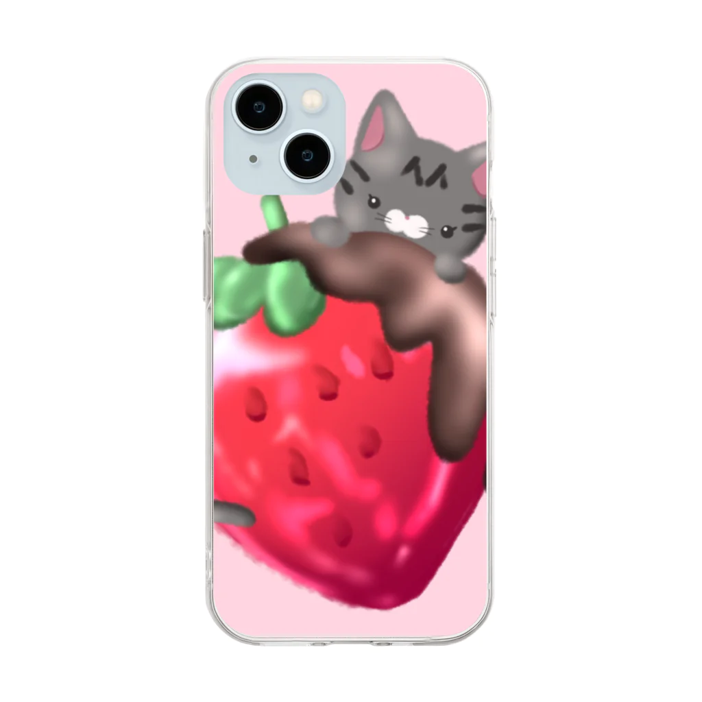 🍓IchigoAme🍓のichigo neco🍓 Soft Clear Smartphone Case