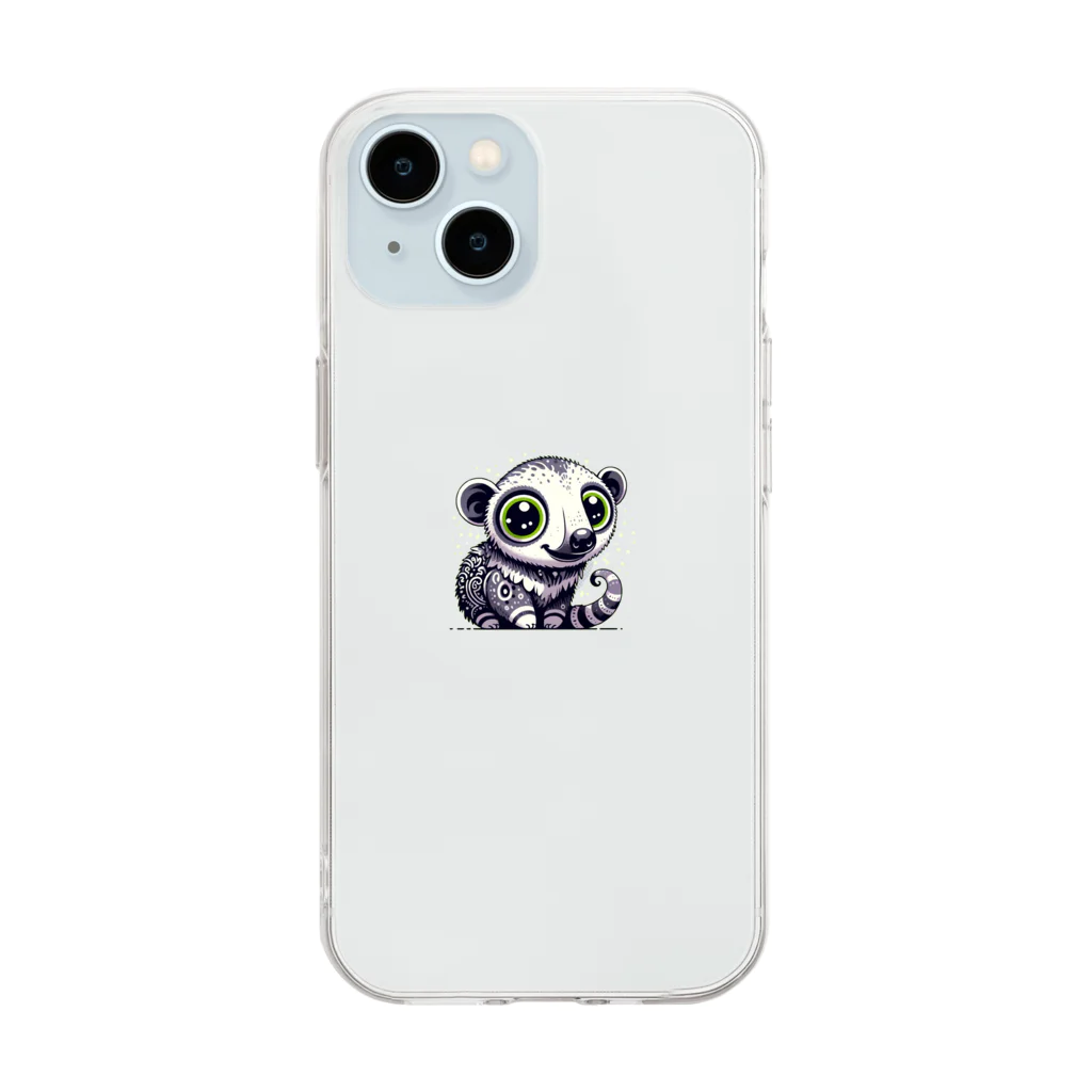 たんたん狸の不気味で可愛い森の不気味で可愛いタマンデュア001 Soft Clear Smartphone Case
