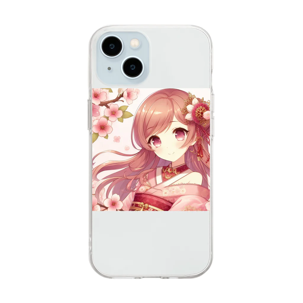 Japan-sakuraの桜の乙姫 Soft Clear Smartphone Case