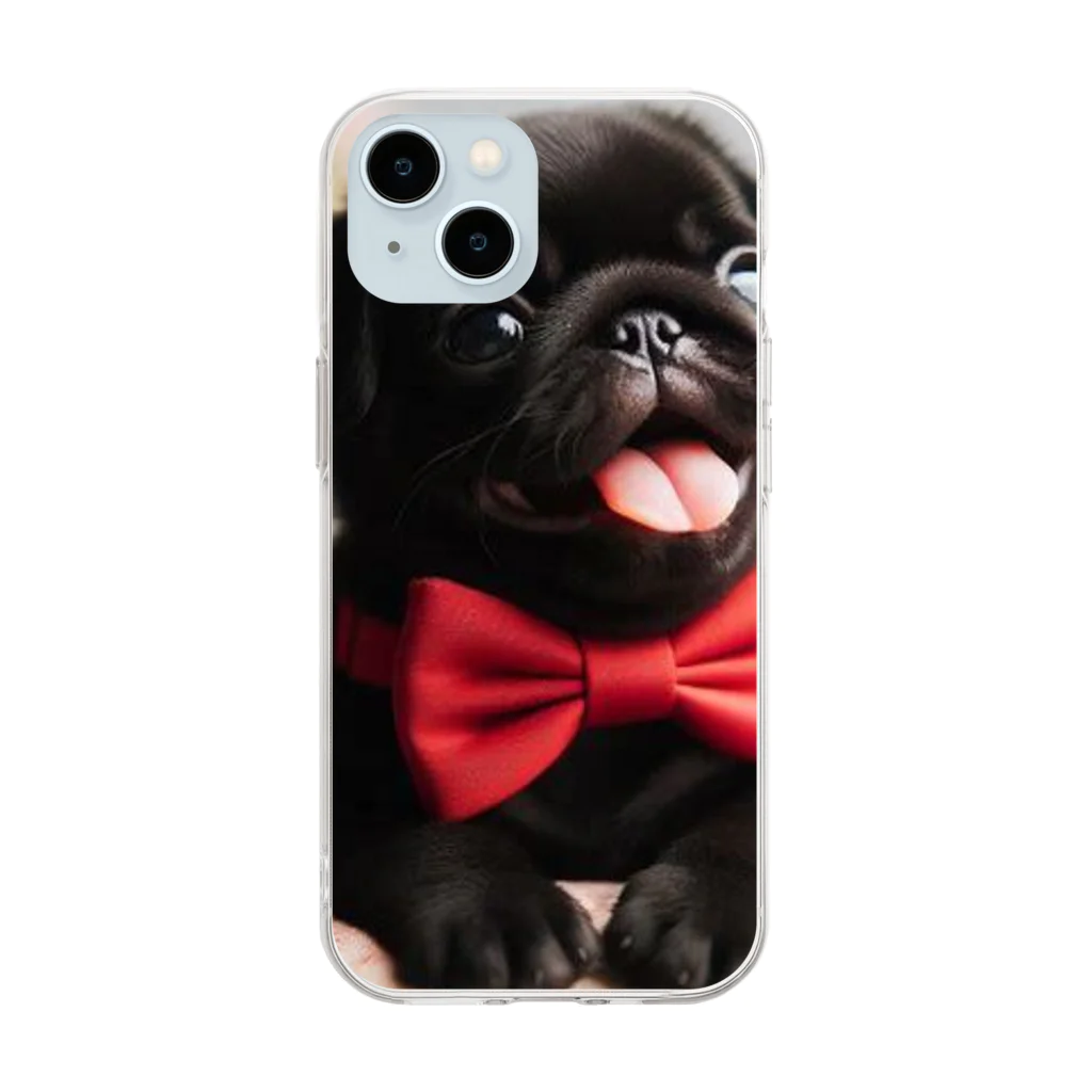 黒パグ🖤Black Pug laboratory🖤のcute Pug series Soft Clear Smartphone Case