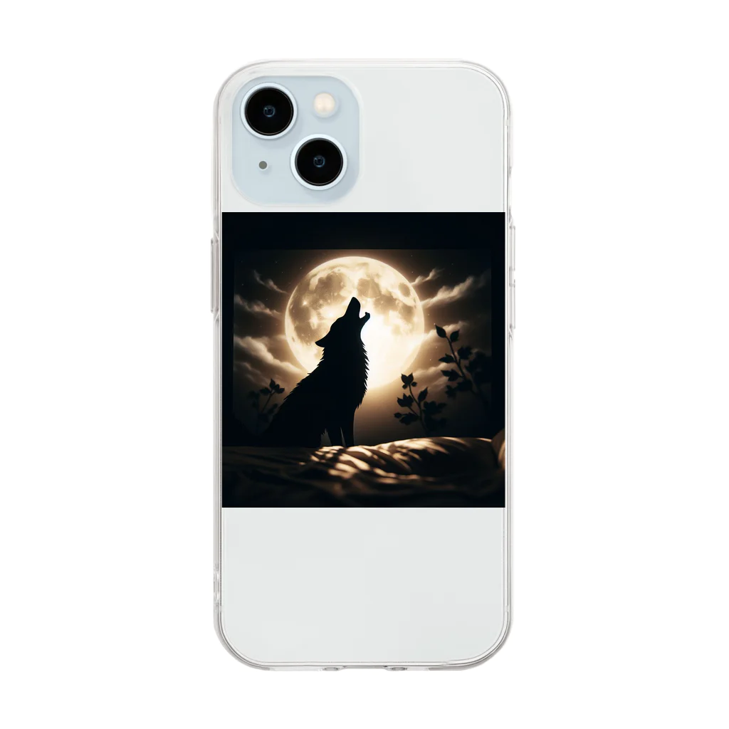 arsetasince2024の月夜に吠える狼 Soft Clear Smartphone Case