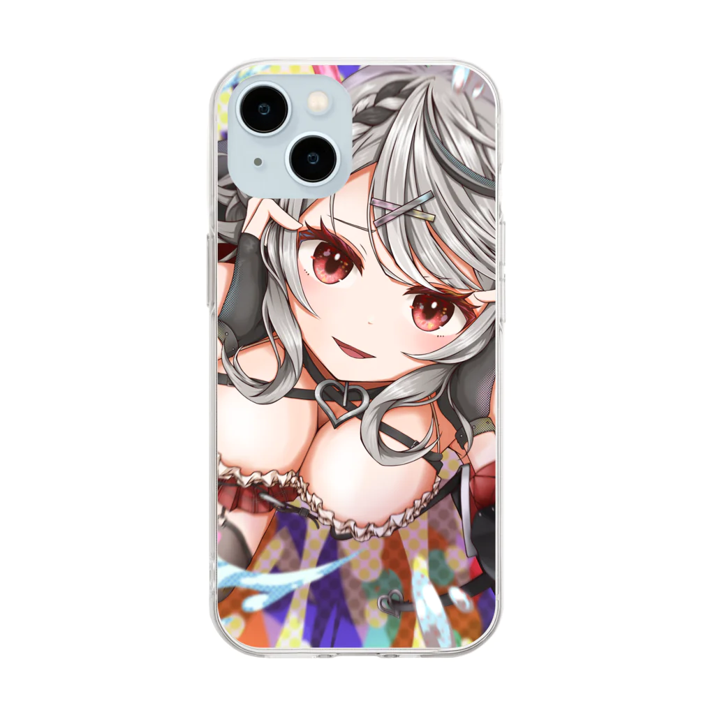 クリームソーダのカラースプラッシュサカマタ！ Soft Clear Smartphone Case