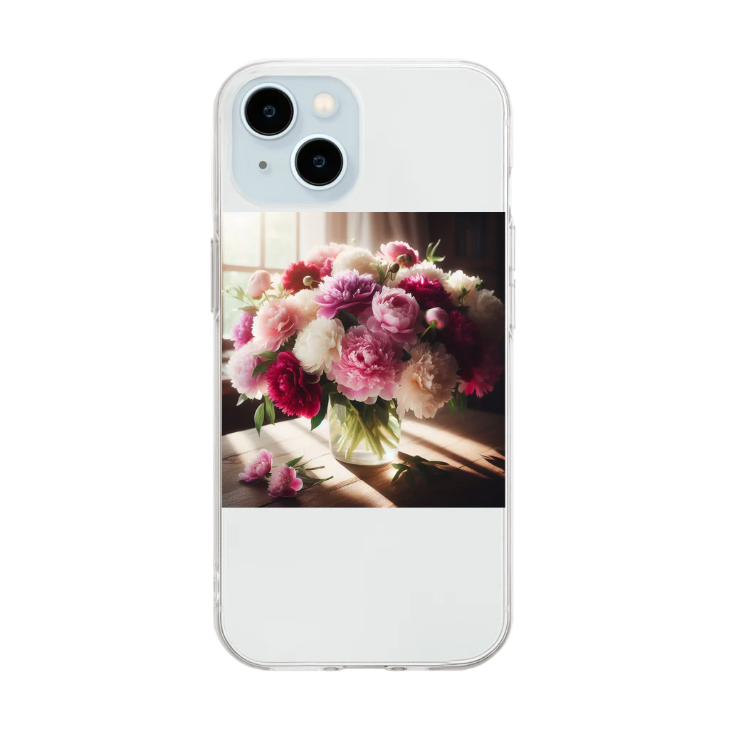 su-toの4月24日の誕生花　シャクヤク Soft Clear Smartphone Case