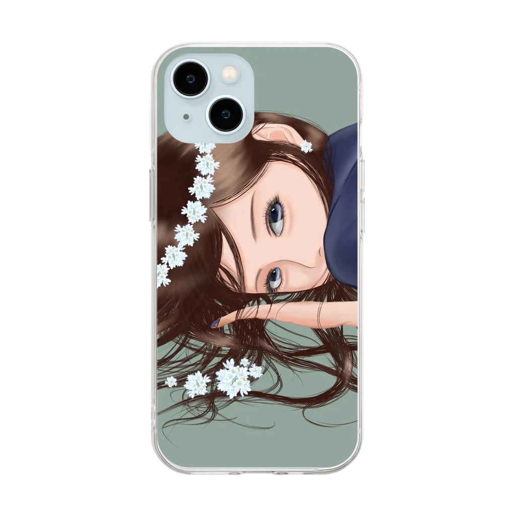 tea partyの花かんむり Soft Clear Smartphone Case