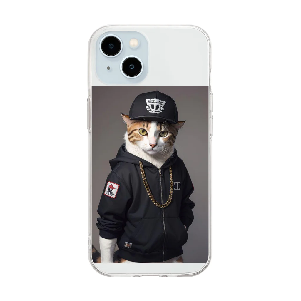 Be proudのヒップホップ猫 Soft Clear Smartphone Case