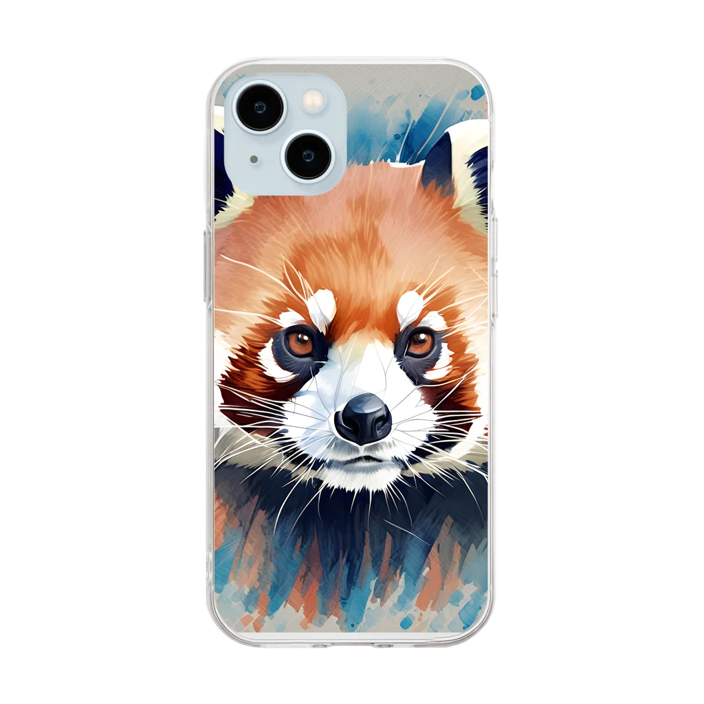 WithRedPandaの水彩風レッサーパンダ Soft Clear Smartphone Case