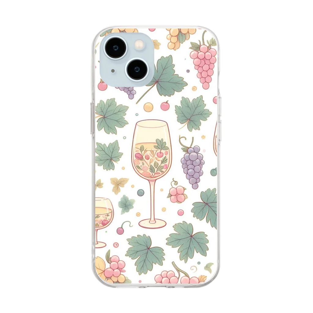 MOONY'S Wine ClosetのWine and Grapes Soft Clear Smartphone Case