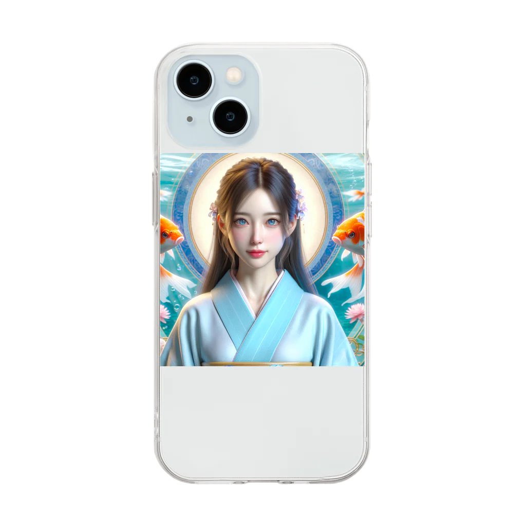 金富魚繁神社の巫女さん① Soft Clear Smartphone Case