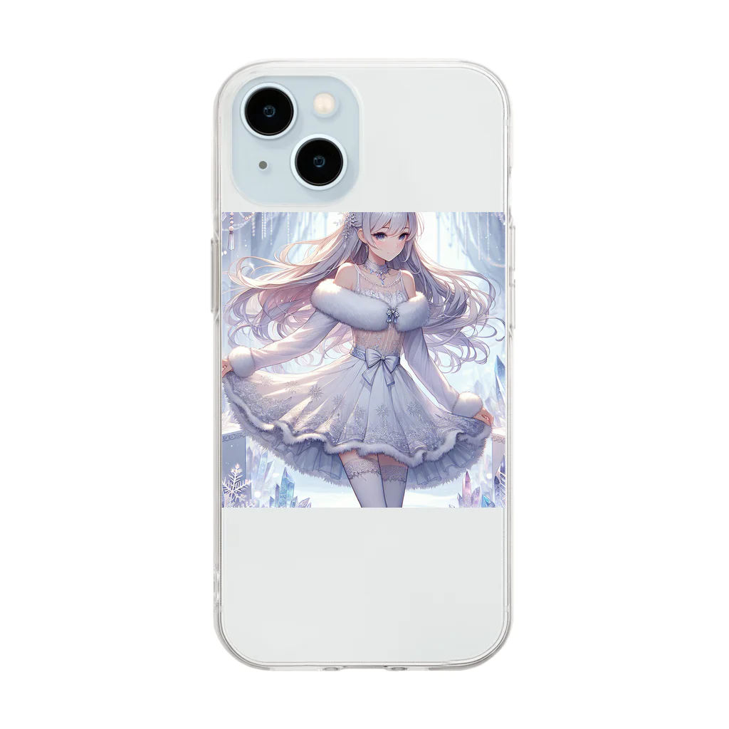 Cartoonのかわいいドレスの女の子 Soft Clear Smartphone Case