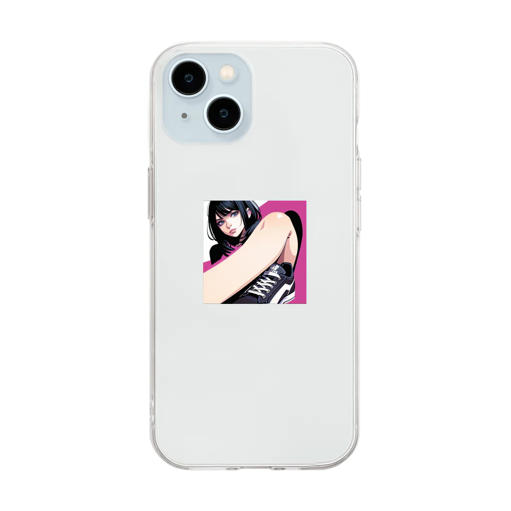 radio-bankのAi create スニーカー女子 Soft Clear Smartphone Case