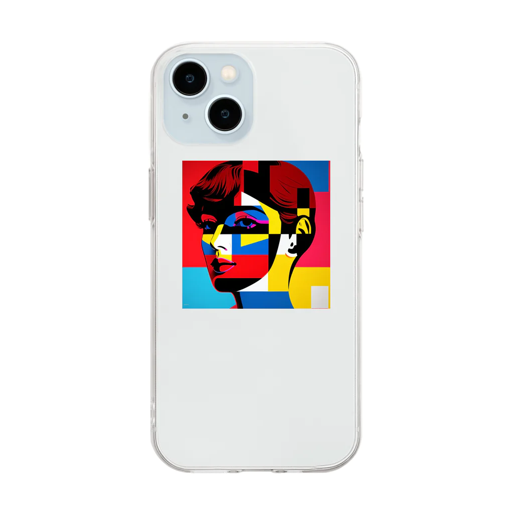 naviyのpop art rainbow  woman Soft Clear Smartphone Case