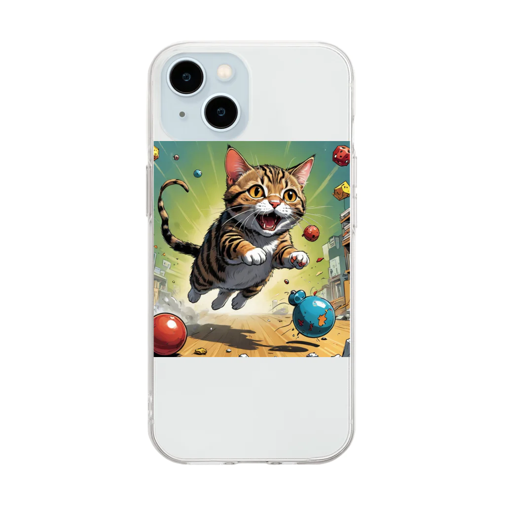 yuki_tukuruの駆け出す猫 Soft Clear Smartphone Case