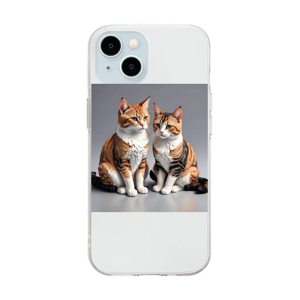 Kobayashi Kayoのデート中の猫 Soft Clear Smartphone Case