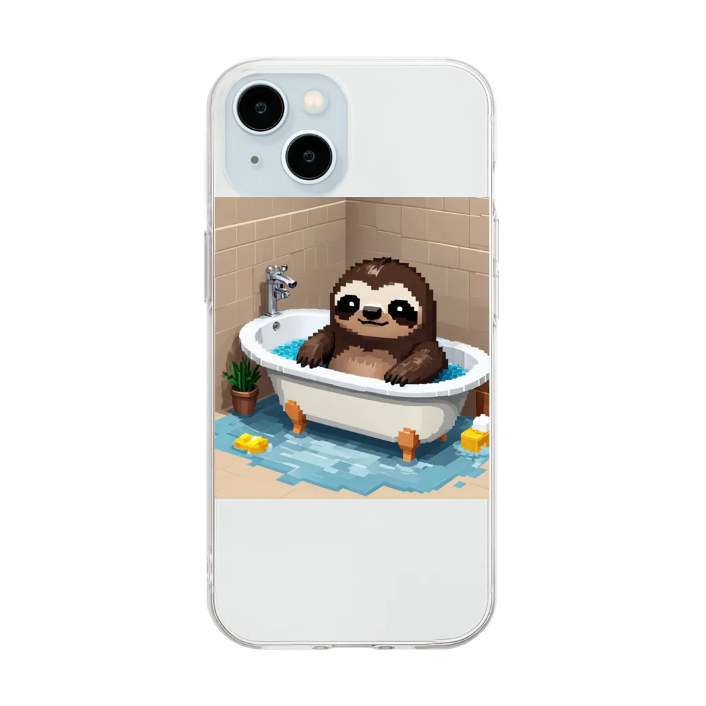 hinata__hinataのお風呂に入っているナマケモノ Soft Clear Smartphone Case