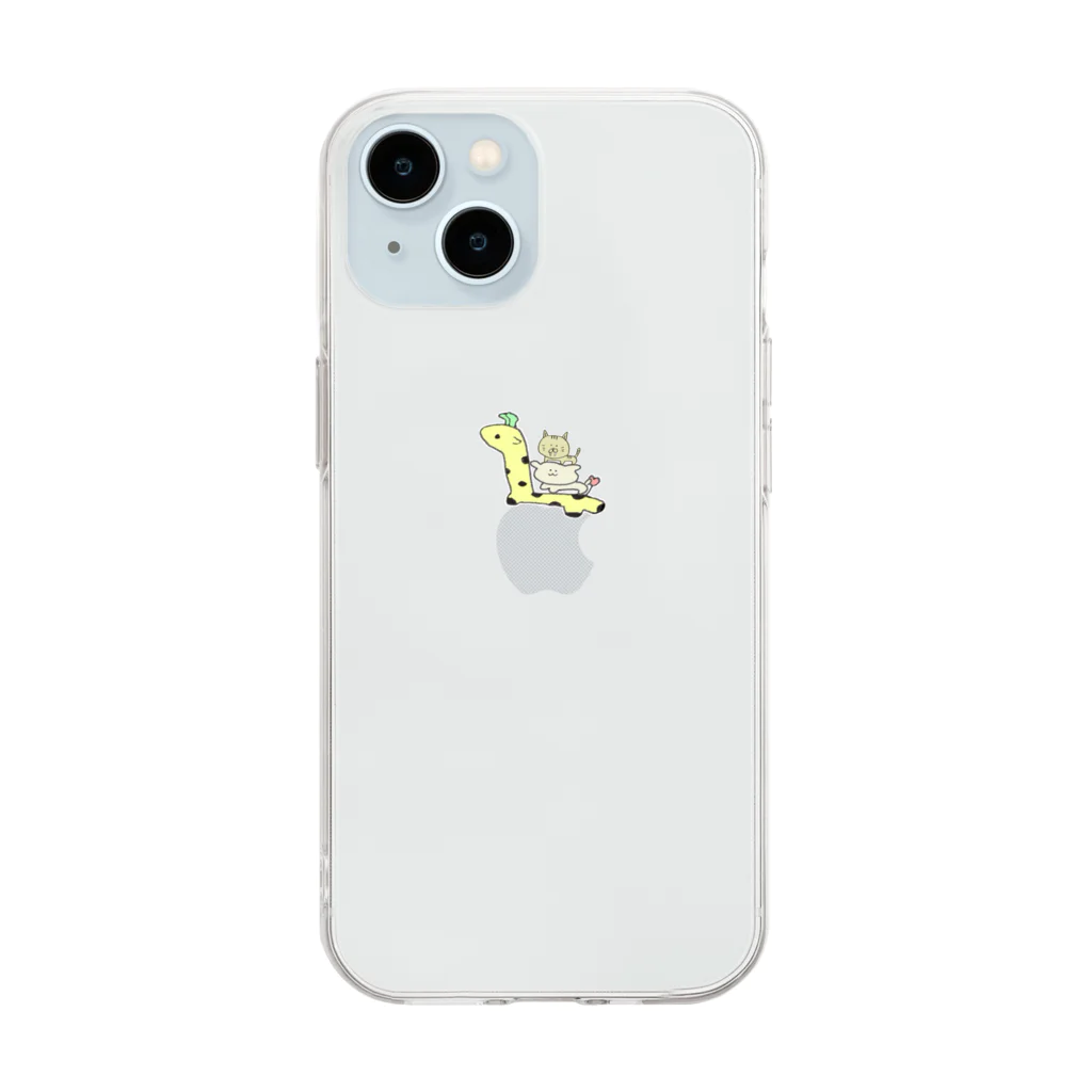 マゴハンドMのゆるぽわクリーチャーズ！イヌ・トラ・キリン Soft Clear Smartphone Case