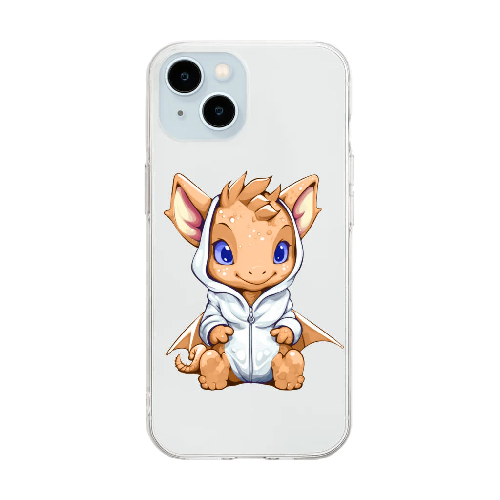 Vasetti_pressのオレンジドラゴン Soft Clear Smartphone Case