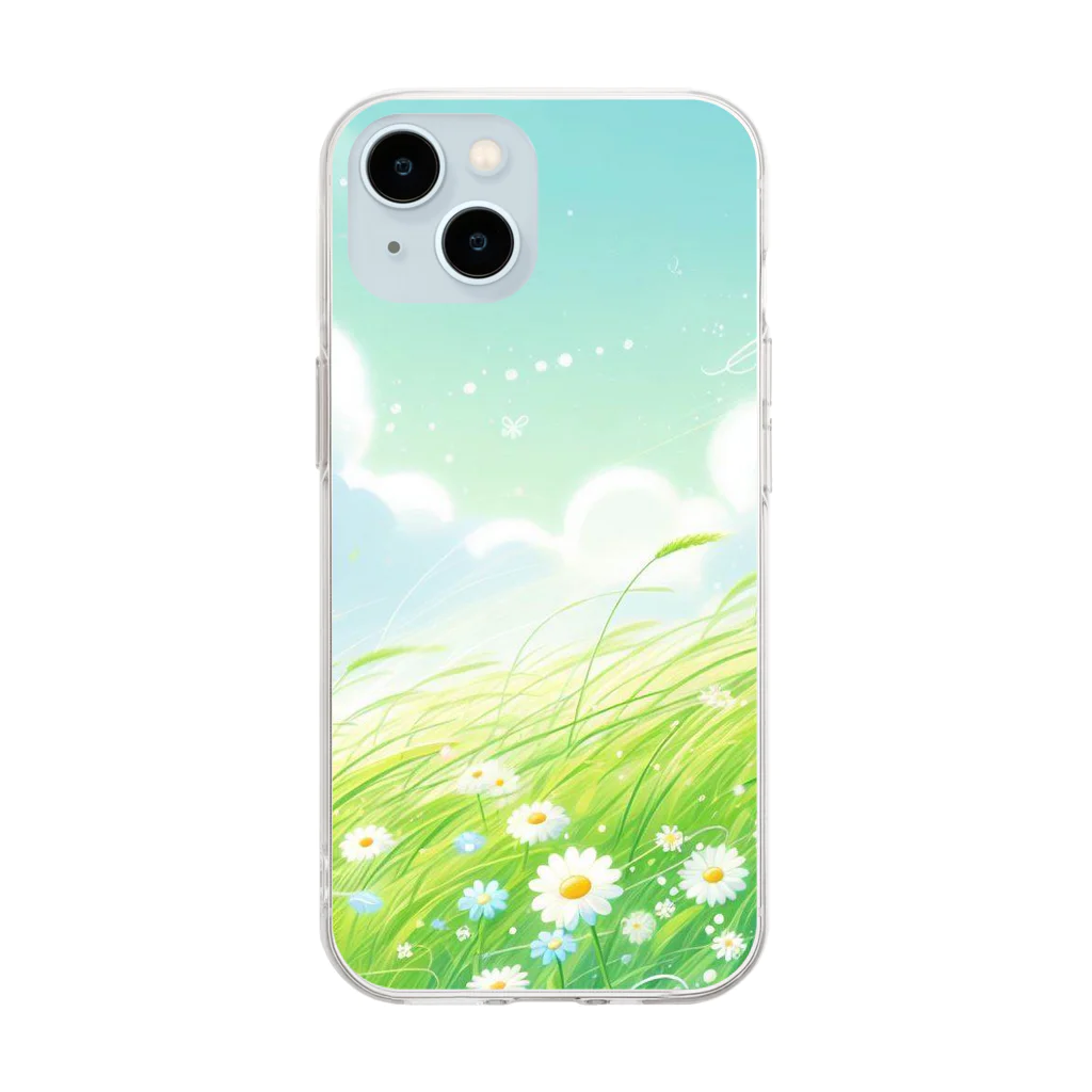 終わらない夢🌈のそよ風の吹く草原✨ Soft Clear Smartphone Case