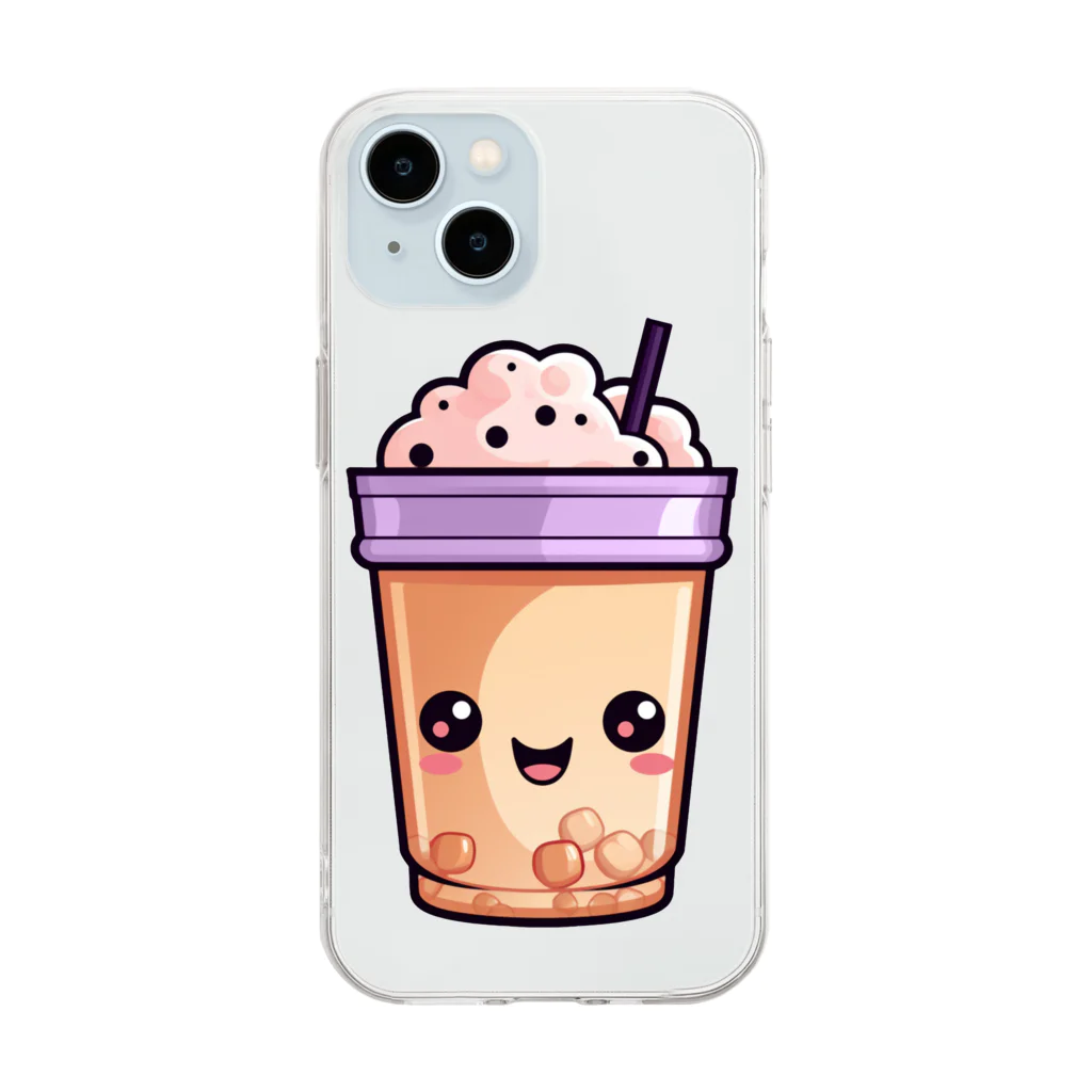 Vasetti_pressの可愛い紫タピオカミルクティー Soft Clear Smartphone Case