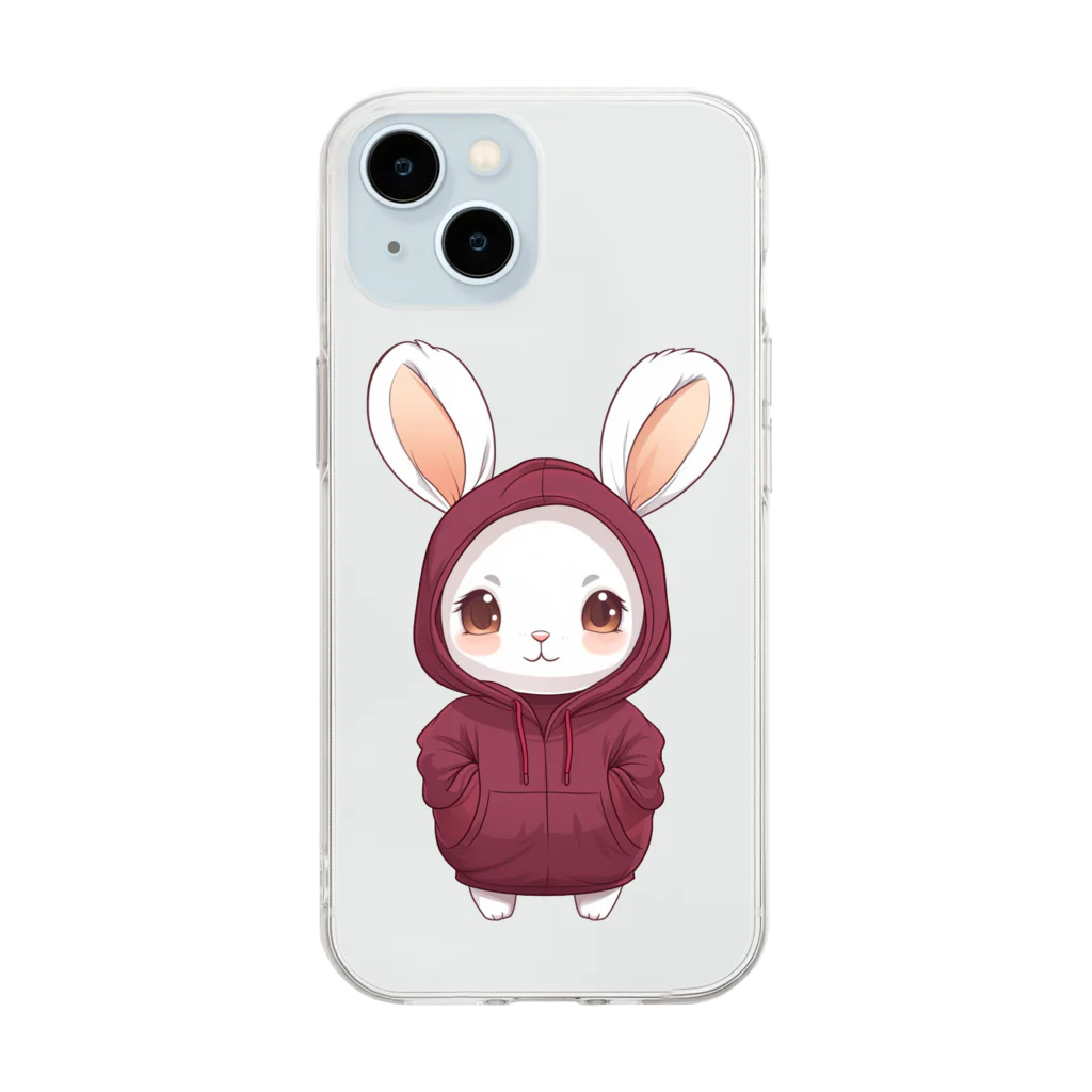 Vasetti_pressの赤パーカーを着ているうさぎちゃん Soft Clear Smartphone Case