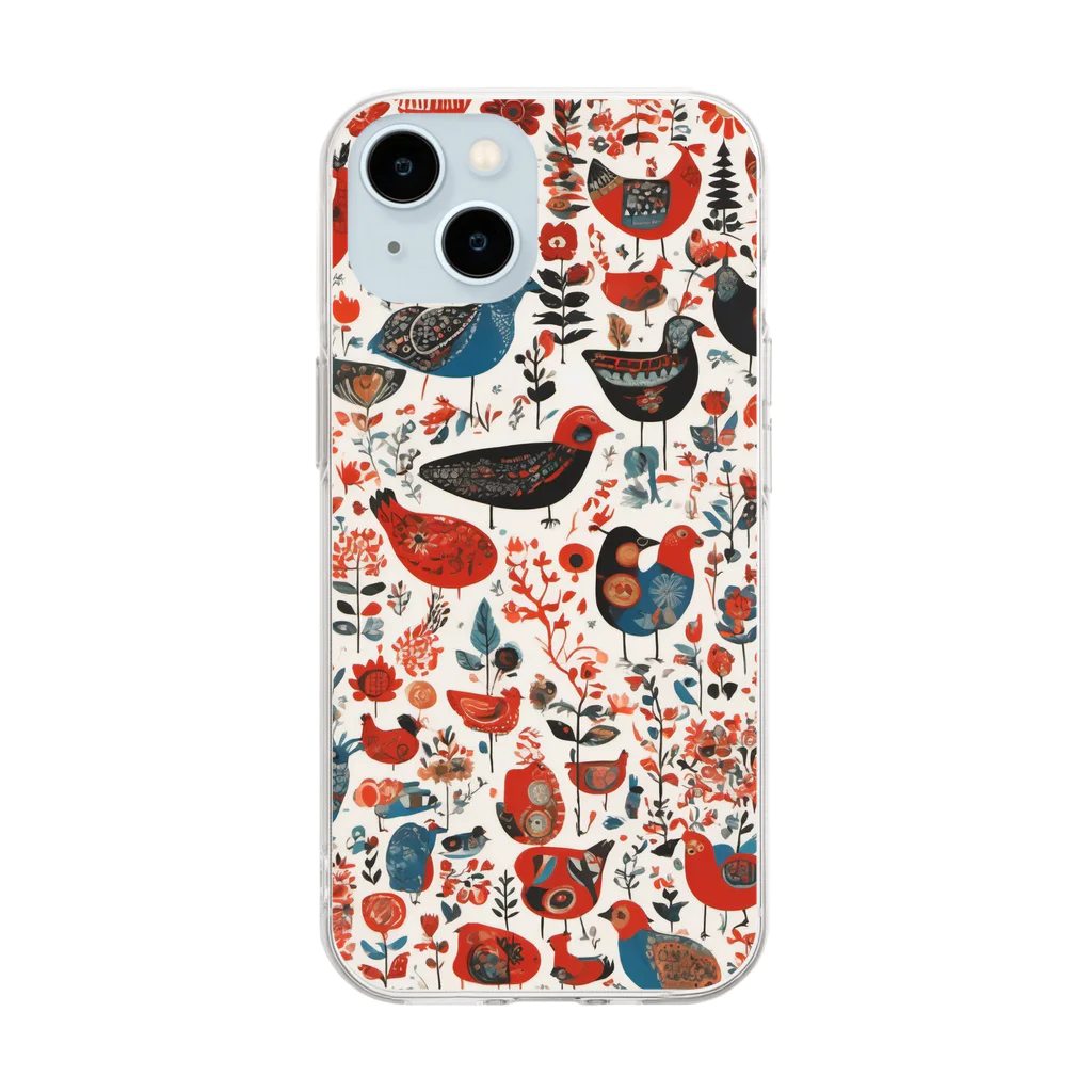 CHIBE86のフォークアート Soft Clear Smartphone Case