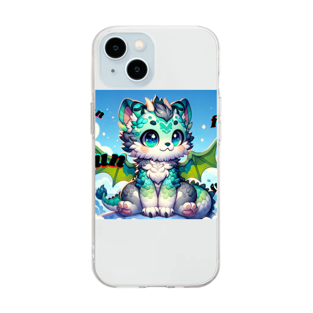 ドラにゃん🐾のグリーンドラニャン  Soft Clear Smartphone Case