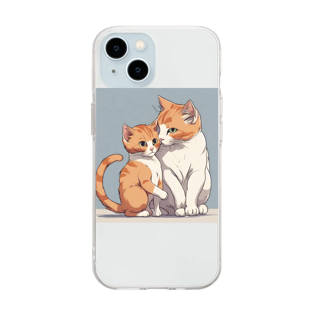 Yu-pirateの親子猫 Soft Clear Smartphone Case