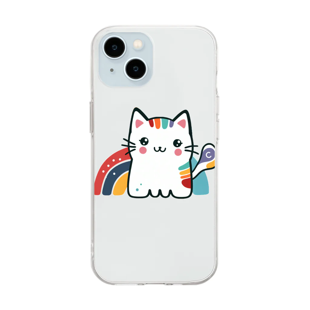 yielanggo007の虹のねこ Soft Clear Smartphone Case