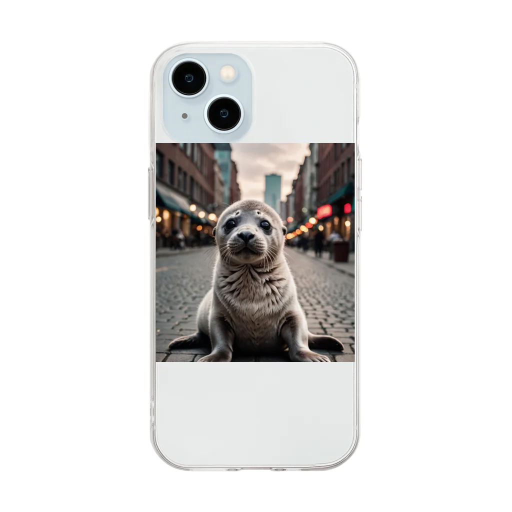 いろんな動物園の都会のアザラシ Soft Clear Smartphone Case