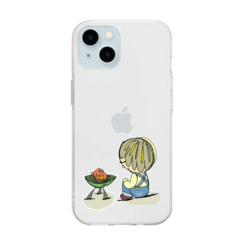 yumi666666の焚き火後頭部くん Soft Clear Smartphone Case