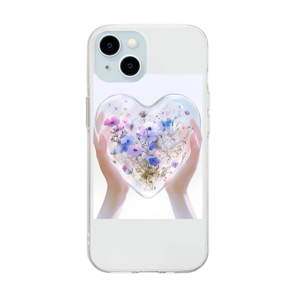 AQUAMETAVERSEのクリスタルの中に押し花がある　なでしこ1478 Soft Clear Smartphone Case