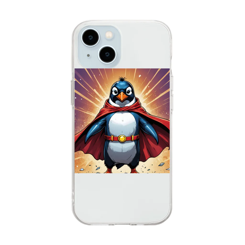 pen.のペンギンのヒーロー登場！ Soft Clear Smartphone Case