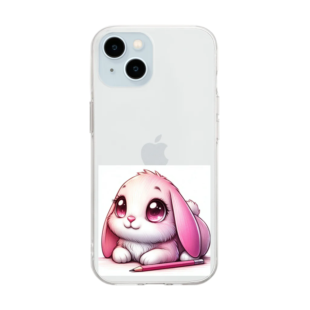 canneleのピンクウサギ Soft Clear Smartphone Case