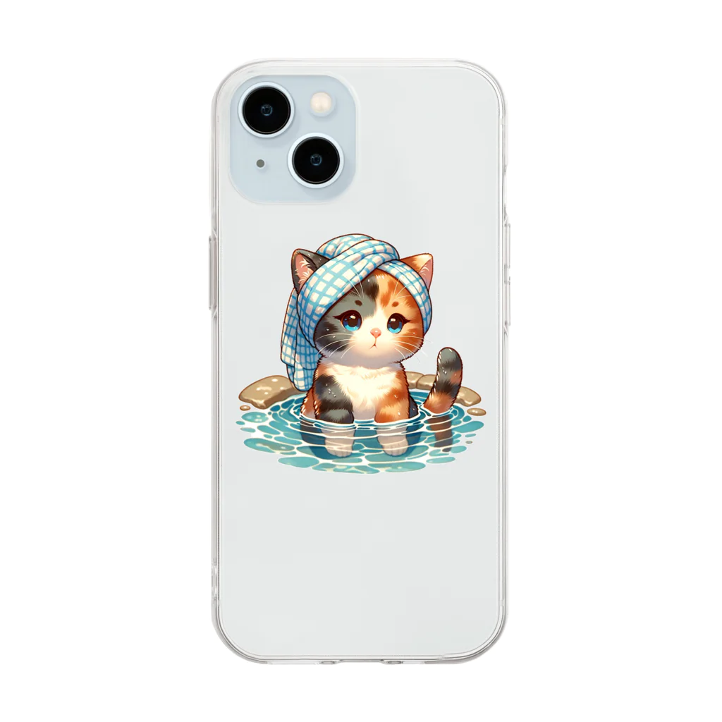 さざれいしの三毛猫さんの入浴 Soft Clear Smartphone Case