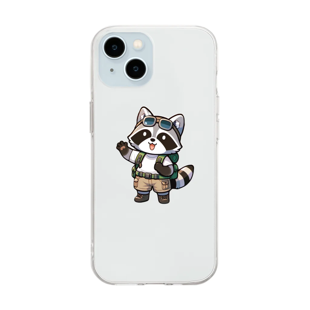 ととのいカエルのぼうけんタヌキくん Soft Clear Smartphone Case