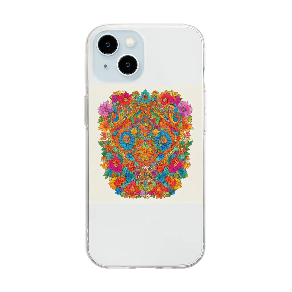 Azukisandesuの花がら Soft Clear Smartphone Case