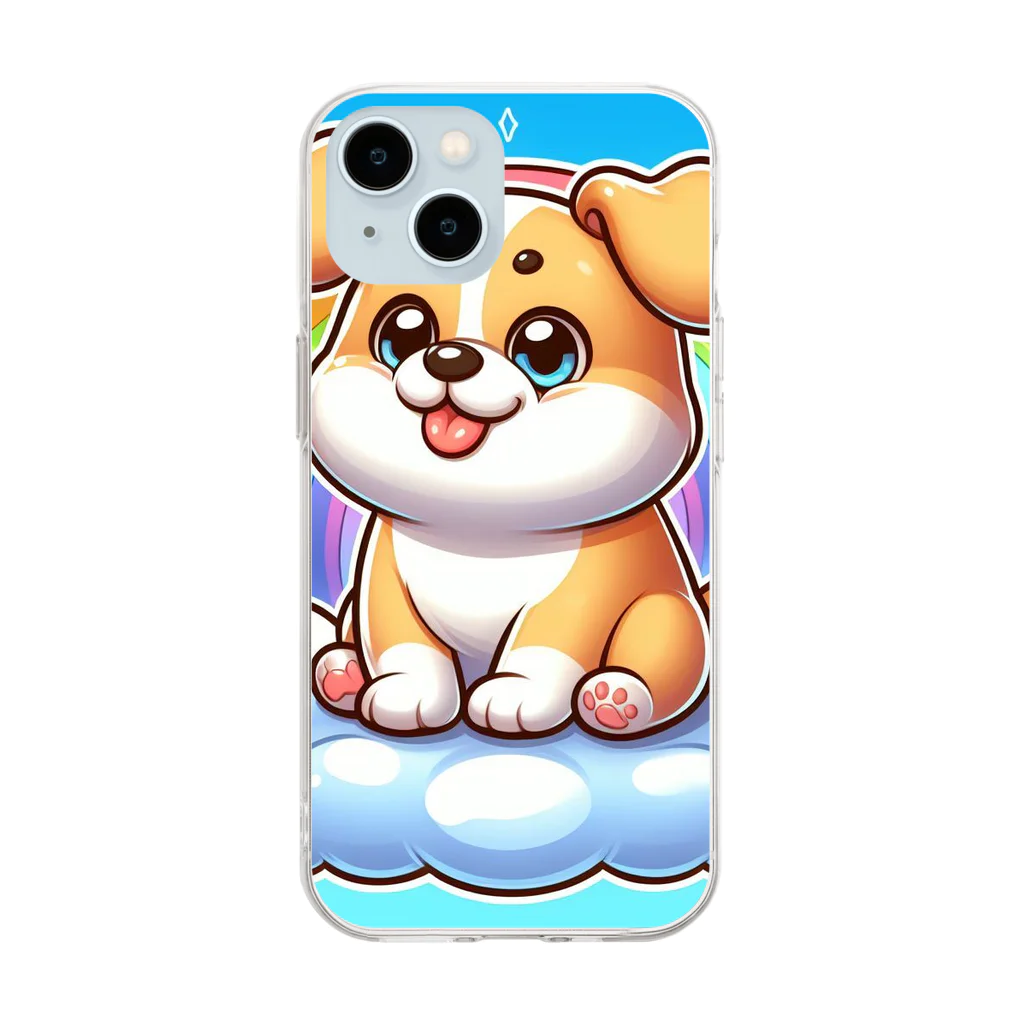 Minoyaの雲に乗った犬 Soft Clear Smartphone Case