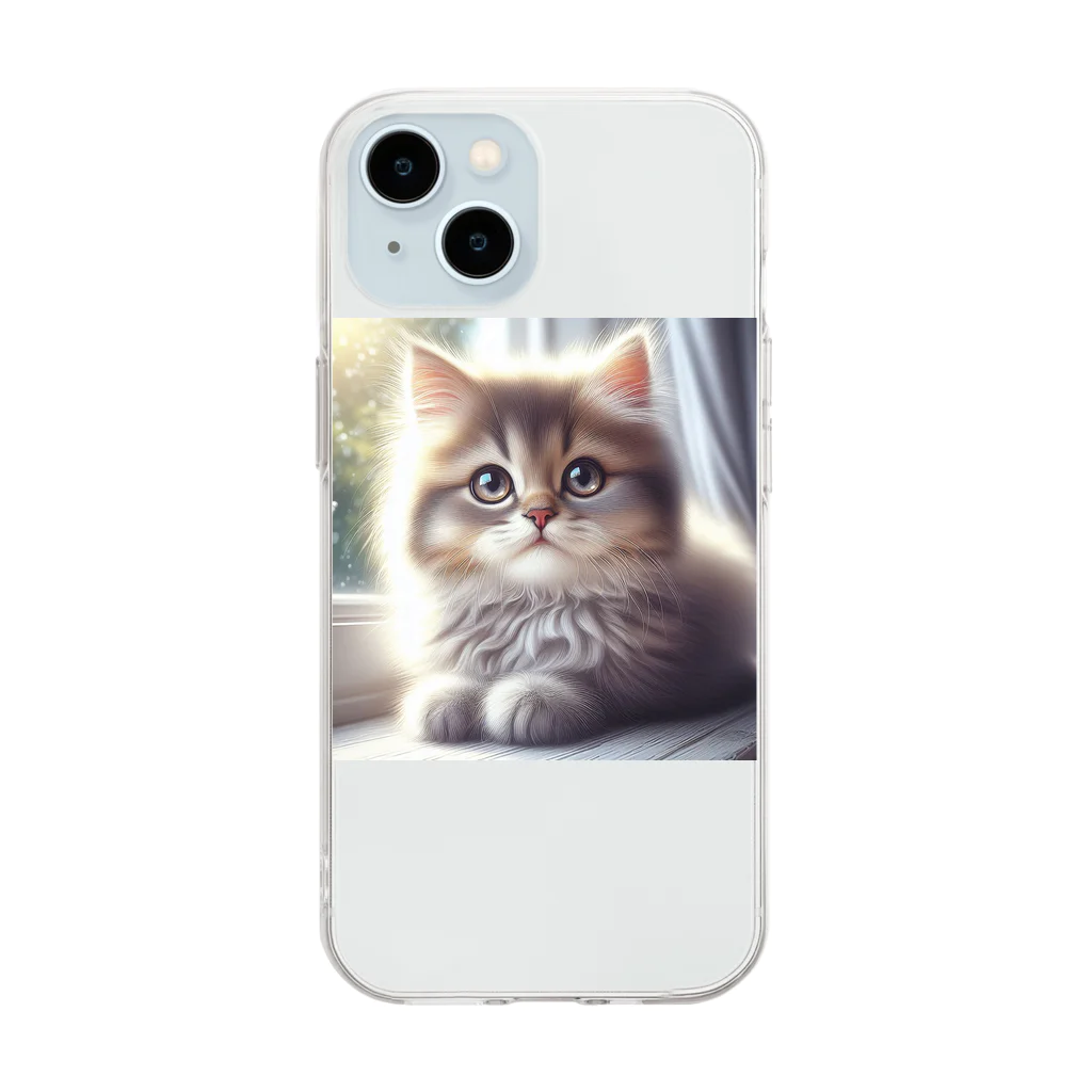 harumama04の子猫のキャラクターグッズです。 Soft Clear Smartphone Case