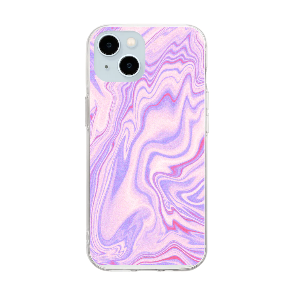 Living The Dreamのマーブル模様 ピンク Soft Clear Smartphone Case