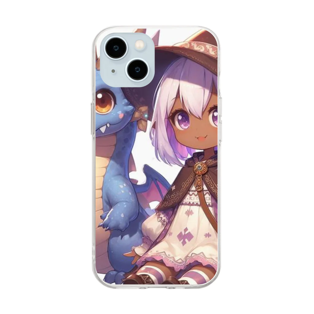 ピクセルパレットのドラゴンと可愛い女の子3 Soft Clear Smartphone Case