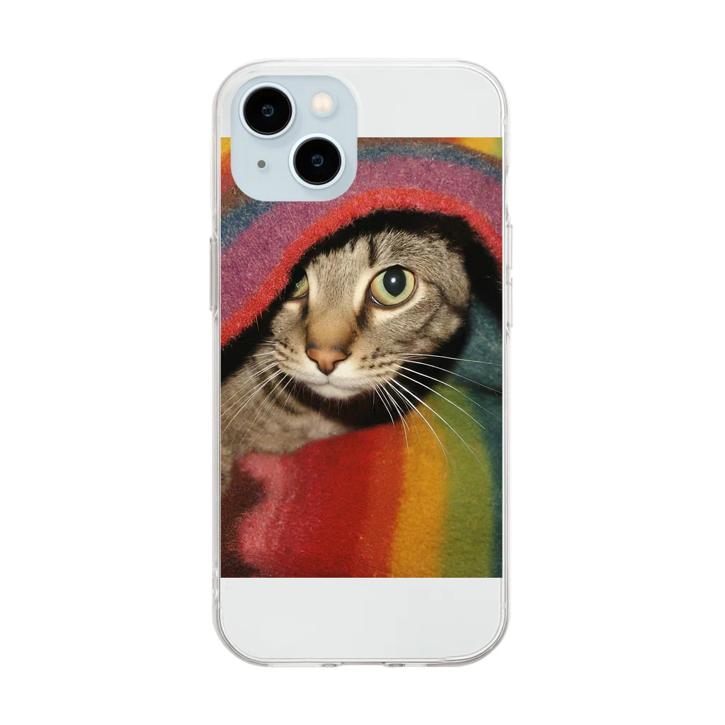 【生涯独身】僕と♀猫アテナのブランケット猫 Soft Clear Smartphone Case