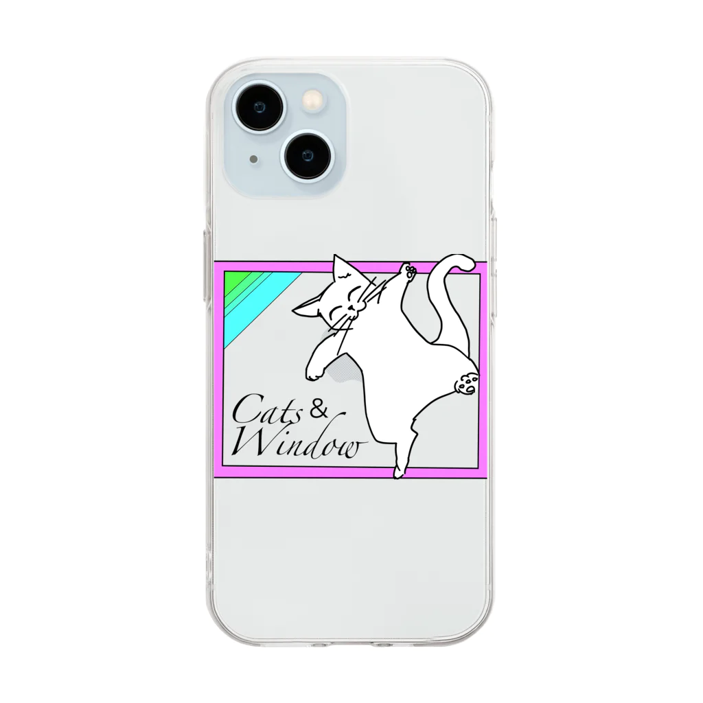 ONPu.ARTのCats ＆ Window Soft Clear Smartphone Case