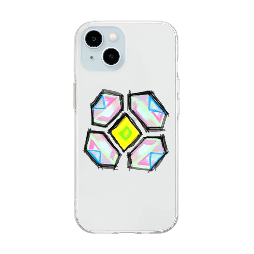 令和のくまさんのHeard Flower Soft Clear Smartphone Case